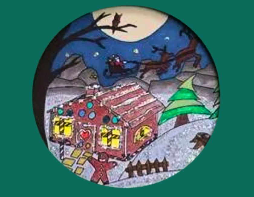 Weihnachtskarte Lebkuchenhaus